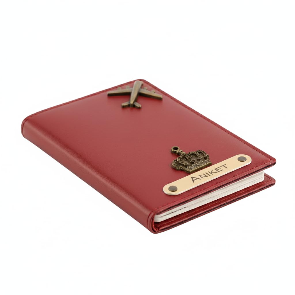 Personalised Name & Charm Leather Passport Cover Holder for Men & Women (Red Color) | Gifts for Women | Gift for Man | Return Gifts for Birthday | Passport Cover for Men-image-39