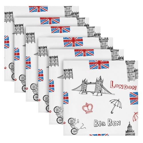 Set 6 Servilletas Tela Poliéster 20x20in Diseño UK Flag miniatura 2