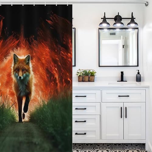 Rideau de douche imperméable en polyester renard 122x183cm avec 12 crochets