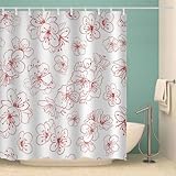 Duschvorhang 120x180 cm Pfirsichblüten 3D Duschvorhänge Anti-Schimmel Wasserdicht Minimalistischer Modernismus Waschbar Stoff Polyester Badevorhänge mit 8 Haken für Badezimmer Badewanne e.1972