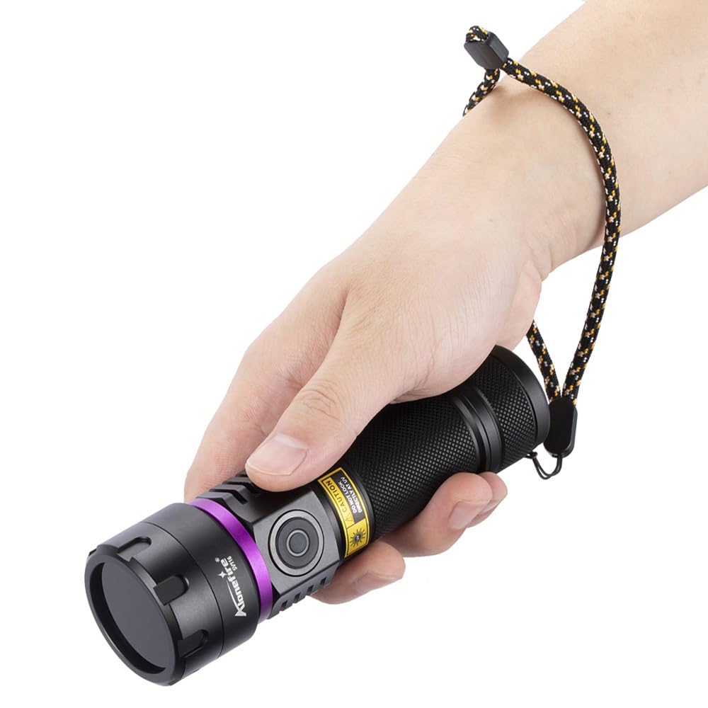 Alonefire SV116 Linterna UV 60W 365nm Profesional Recargable USB C Potente Luz Negra Detector de Orina para Resina, Pesca, Escorpión, Minerales, Pegamento, Ámbar con Gafas Protectoras UV, Batería