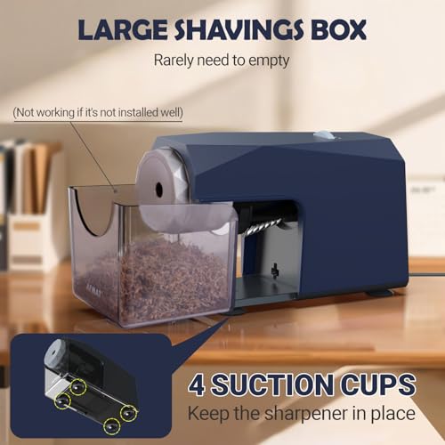 AFMAT Electric Pencil Sharpener, Fast & Hands-Free, 10K+ Uses, 5 Nibs, Fully Automatic Pencil Sharpener for Classroom, Heavy Duty Sharpeners for No.2/Jumbo/Colored Pencils (6.5-10.5mm) US Plug(120V) by AFMAT - Image 7