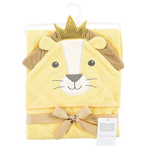 Image of Hudson Baby Unisex Baby Cotton Animal Face Hooded Towel, King Lion, One Size