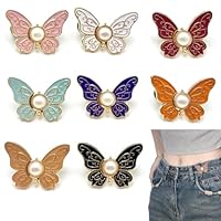 BRDXOOL 8-teiliges Set mit Hosenbundverschlüssen, abnehmbaren Butterfly-Jeansknöpfen, kein Nähen nötig, kein Werkzeug erforderlich, dekorative Gürtelschnallen, verstellbares Gürtelschnallen-Set