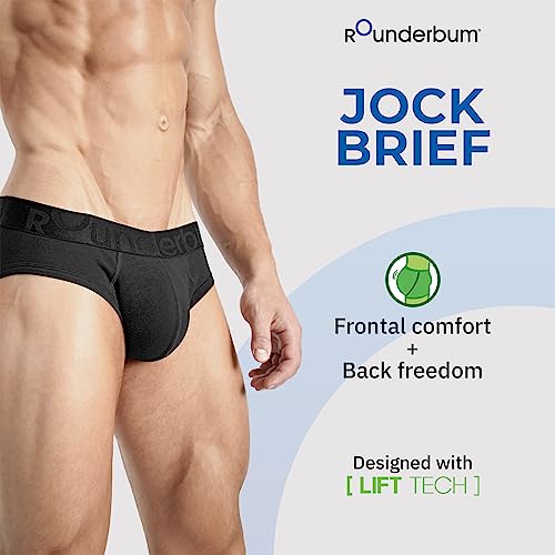 Rounderbum Men’s Lift Tech Jock Brief – Butt Lifting Underwear with Hidden Bands, Black, 1-Pack3