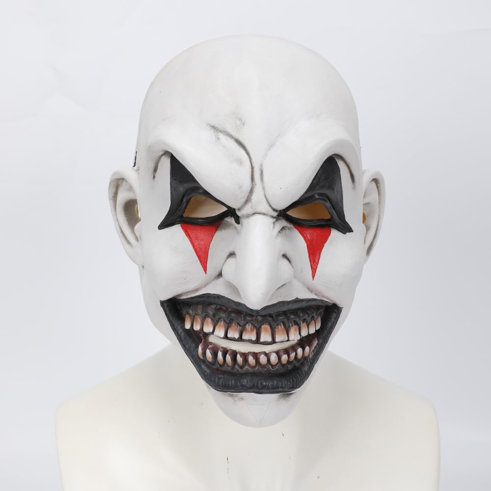 Deadly Clown Mask Scary Clown Joker Latex Mask with Hat Halloween Horror Cosplay Full Face Mask Costume Props for Adults