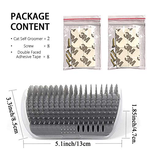 Kingtree Cat Self Groomer 2 Pack Wall Corner Brushes, Soft Cat Corner Scratcher Self Grooming Massage Combs For Long Short Fur Cats Kitten, Pet Corner Groomers Massager Brush For Indoor Cats Puppy #TOP5
