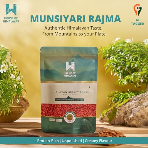 Image of House of Himalayas Munsiyari Rajma 1Kg (500g x 2), White Kidney Beans from Himalayas, Unpolished, Quick Boiling and Creamy Texture, High Protein and Fibre, GI-Tagged