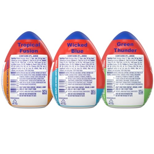 Image of Mio Energy Water Enhancer Variety Pack, 1.62 fl oz, 3 Flavors (Tropical Fusion, Wicked Blue Citrus, Green Thunder) with Caffeine and B-Vitamins, Zero Sugar