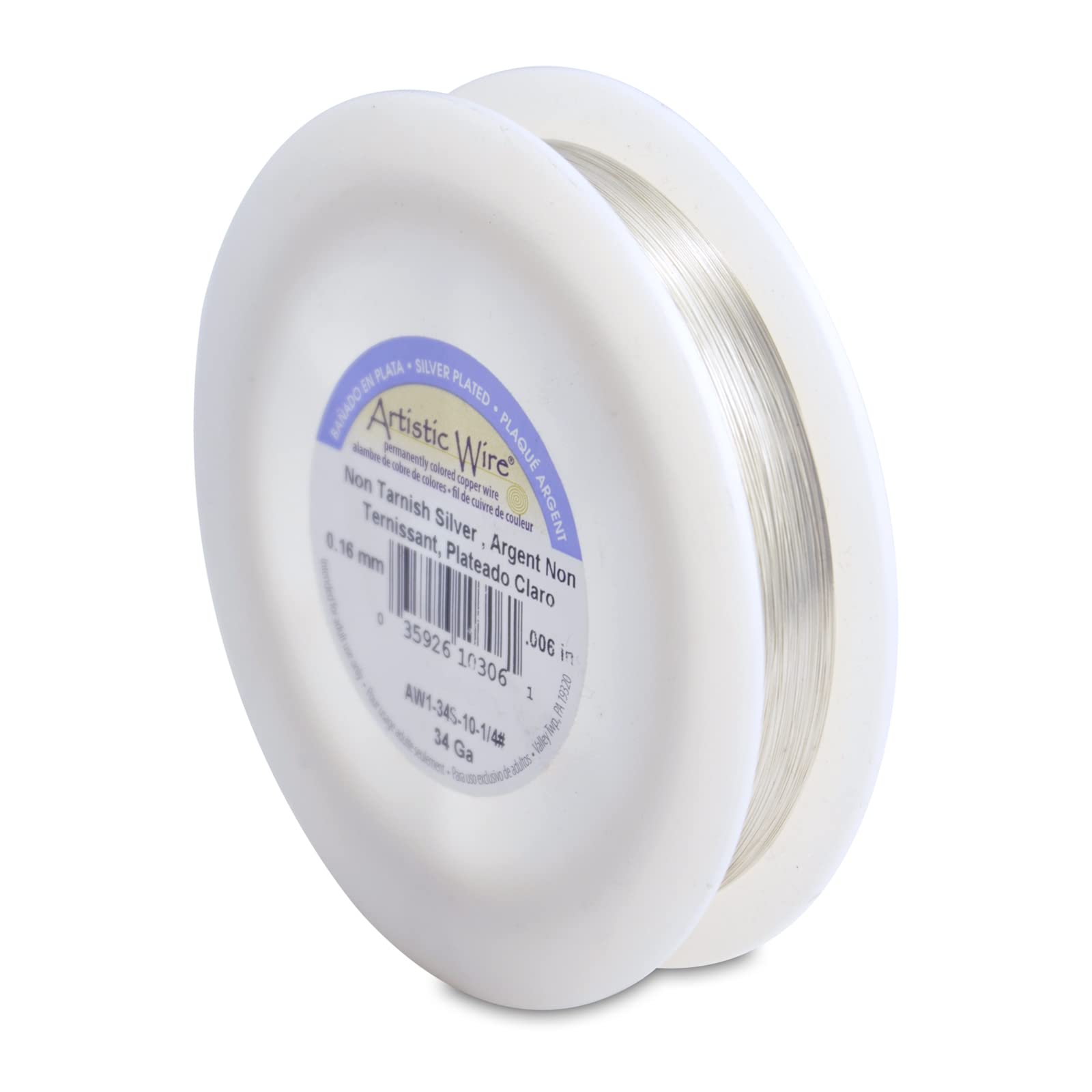Artistic Wire 34-Gauge Beadalon bobine de 1/4-Pound fil plaqué argent
