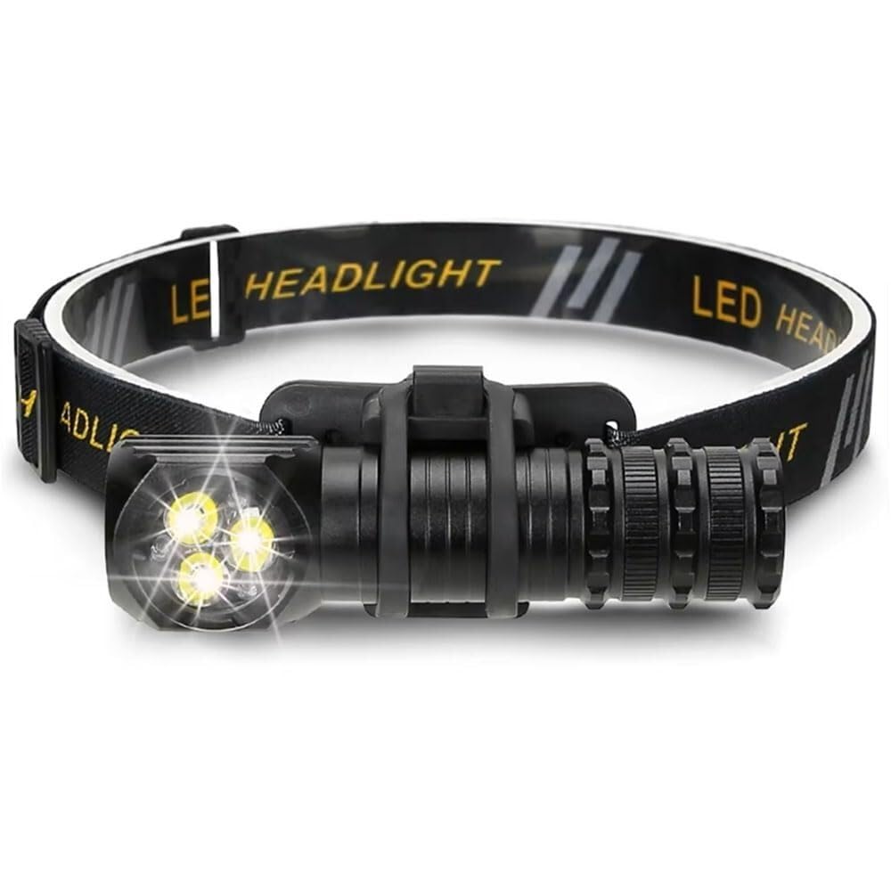 QFGVMXBWKZH 3 LED Headlamp USB Rechargeable Headlight 5700K Head Flashlight Magnet Tail Camping Fishing Lantern(B)