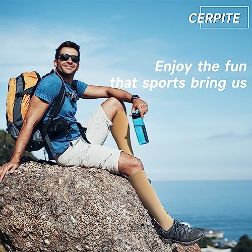 Image of cerpite Zipper Compression Socks, 2 Pairs 15-20 mmHg Closed Toe Compression Stockings for Men Women