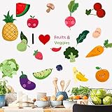 Kitchen Food Wall Sticker, Cartoon Fruit Wall Decals, Peel and Stick Removable, Art Decaration for Kitchen Cabinet Locker Window Sticker Fruit Restaurant Refrigerator Kids Room
