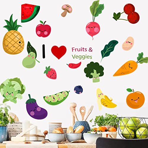 Kitchen Food Wall Sticker, Cartoon Fruit Wall Decals, Peel and ...