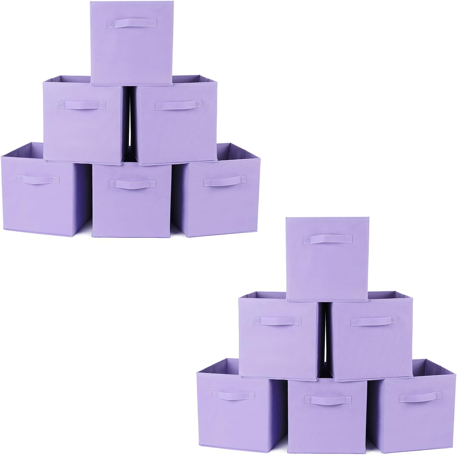 Fabric Storage Bins 12 Pack 11 inch Foldable Storage Cubes with Reinforced Handles Fun Colored Durable Cube Storage Bin for Home, Playroom, Closet Organizers and Storage, Purple