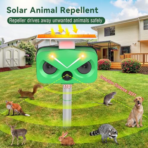 Repelente solar ultrassônico de animais, à prova d'água para gatos ao ar livre com repelente piscan