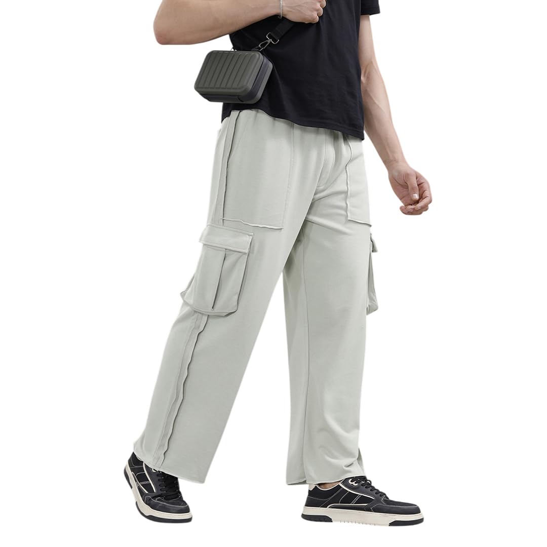 wrogn Men's Cotton Cargo Pants | Solid | Relaxed Fit-picture-33