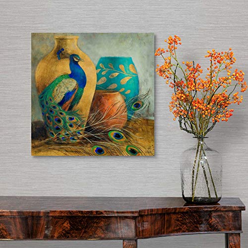 Peacock Vessels I Canvas Wall Art Print, Artwork #TOP3