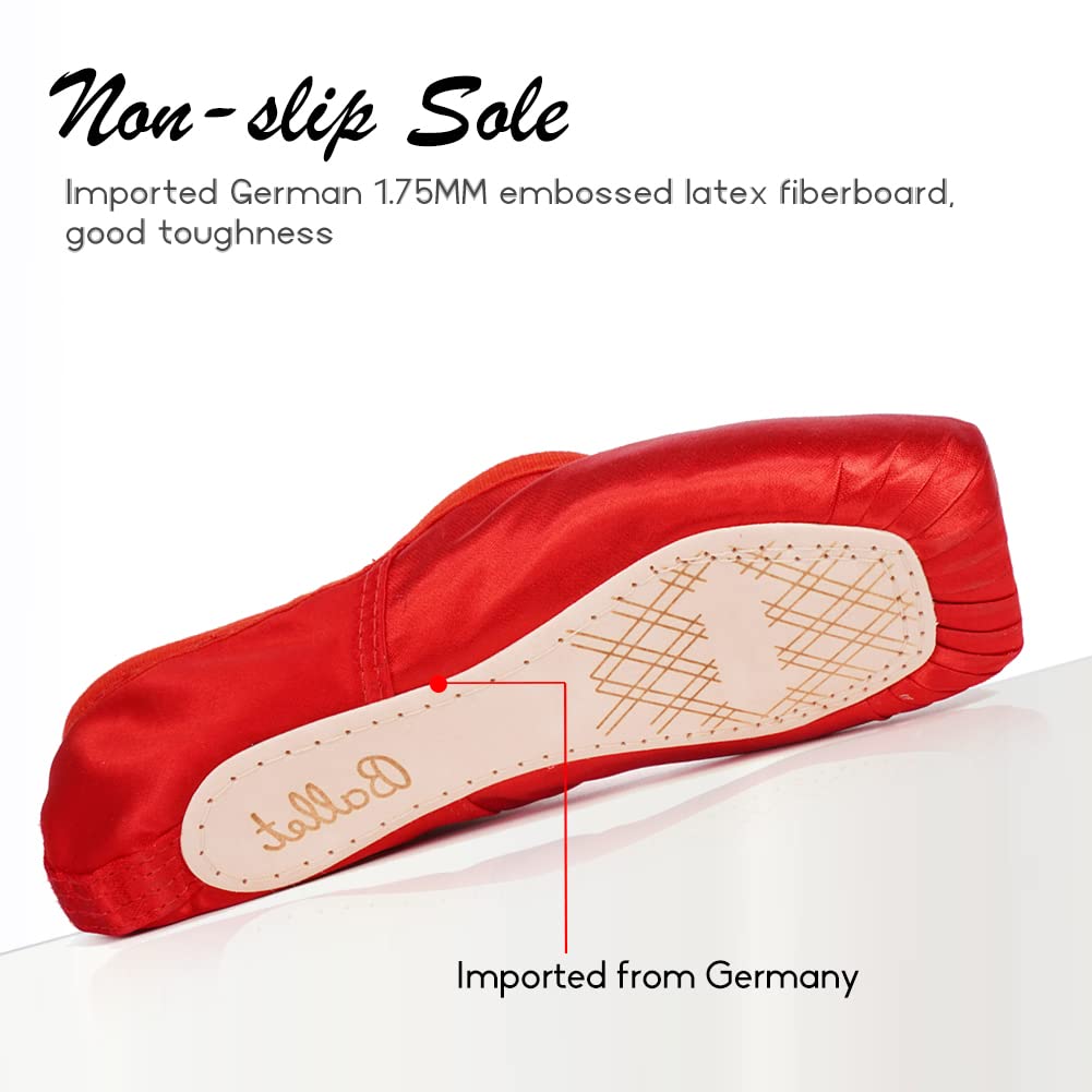 Spitzenschuhe Satin Canvas Professionell Ballet Pointe Shoes mit Bändern für Damen Mädchen,Modell-TJ-Pointe Ballet