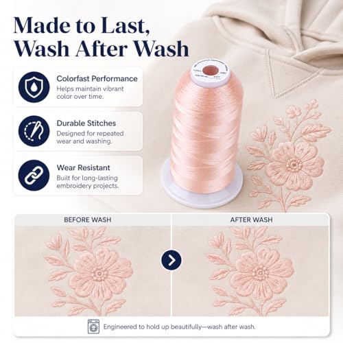 Image of Simthread Embroidery Machine Thread 5000M 40WT Polyester, Flesh Pink 901 | 5000M 40WT polyester thread feeds smoothly for home or commercial embroidery projects.