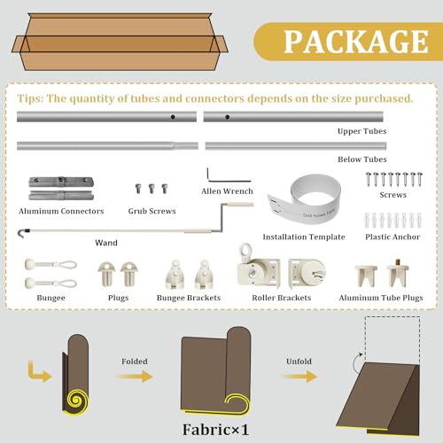 Image of Shade&Beyond Patio Shades Roll Up Outdoor Custom Size, Cordless Roller Shade Blinds with 90% UV Protection, Exterior Sunshade Cloth Roll for Pergola Porch Gazebo Balcony, Wheat