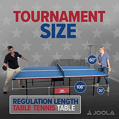 JOOLA Indoor 15mm Ping Pong Table with Quick Clamp Ping Pong Net Set - Single Player Playback Mode - Regulation Size Table Tennis Table - Compact Storage Ping Pong Table