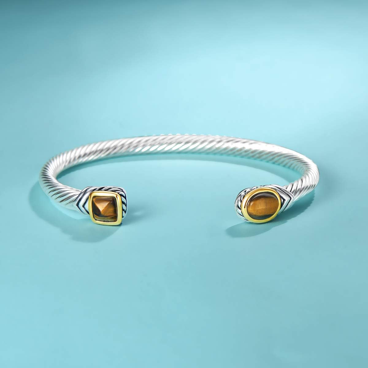 UNY Jewel Bracelet Designer Brand Inspired Women Jewelry 4.5mm Thin Twisted Cable Wire Bangle Gem Stone Christmas Day Gift - Image 2