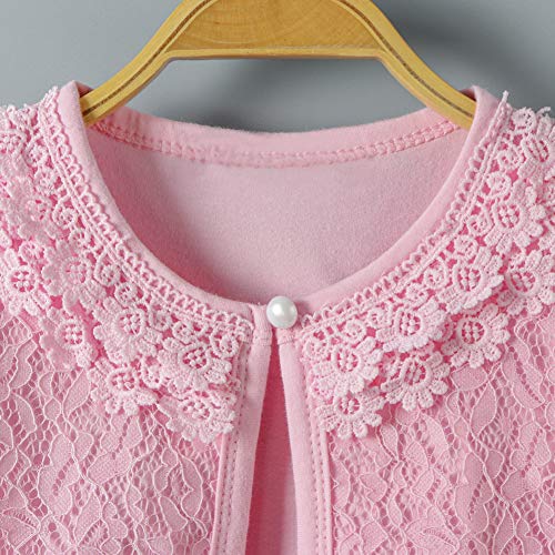 Image of Girl Lace Bolero Cardigan Shrug - Little Girl Long Sleeve Shrug Sweater with Pearls 2-11 Years
