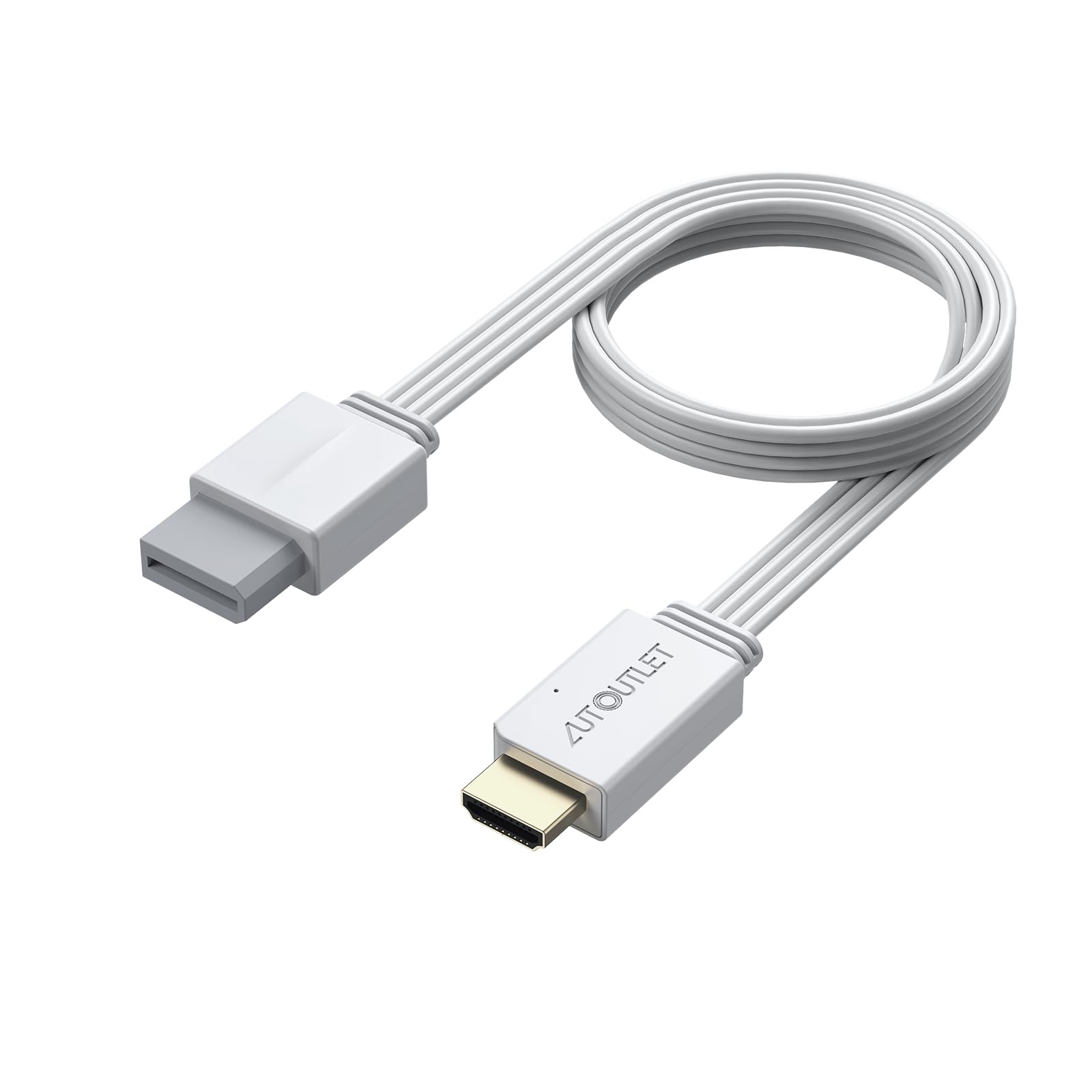AUTOUTLET Wii to HDMI Converter 1080P 4ft/120cm for Full HD Device, Adapter with HDMI Male Cable Output Compatible with Nintendo Wii, Wii U, HDTV, Monitor-Supports All Wii Display Modes