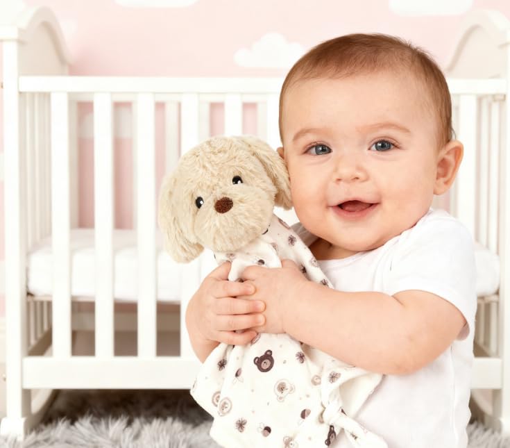 Image of CREVENT Cozy Plush Baby Security Blanket, Loveys for Baby Girls and Boys, Birthday (Dog)