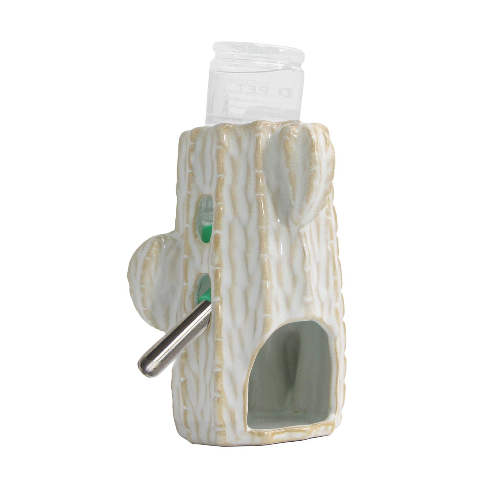 3-in-1 Ceramic Hamster Water Bottle With Hideout - 80ML Adjustable Height Dispenser For Glass Tanks