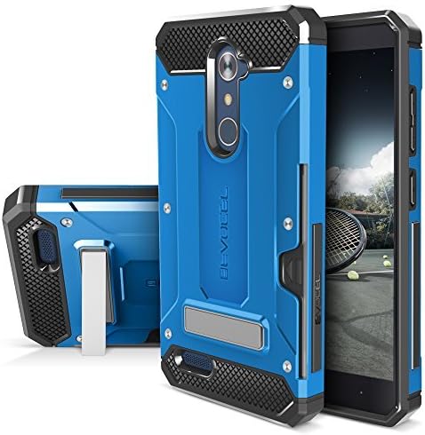 ZTE ZMAX PRO/ZTE Blade X Max Case, Evocel [Explorer Series Pro] Dual Layer Credit Card Case with Magnetic Kickstand for ZTE ZMAX PRO (Z981) / ZTE Blade X Max (Z983), Blue