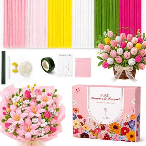 HHSarioneiro 550 Pcs Pipe Cleaner Flower Kit, Complete DIY Flower