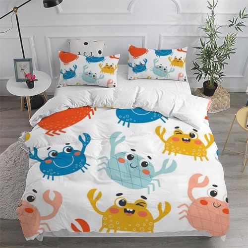 Housse de couette double crabe mignon 200x200 microfibre - 6
