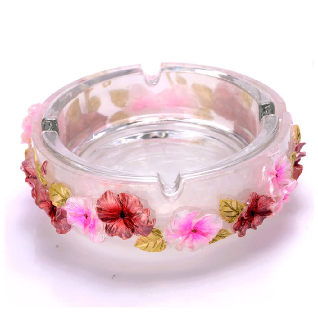 Posacenere in vetro trasparente, Posacenere in resina e vetro for uso interno ed esterno in multicolore(Pearl White)