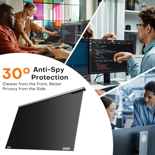 Image of OMOTON Computer Privacy Screen for 24 Inch 16:9 Aspect Ratio Computer Monitor, Magnetic Privacy Eye Protection Anti Blue Light Glare Shield Filter, Removable Anti-Scratch Protector Film