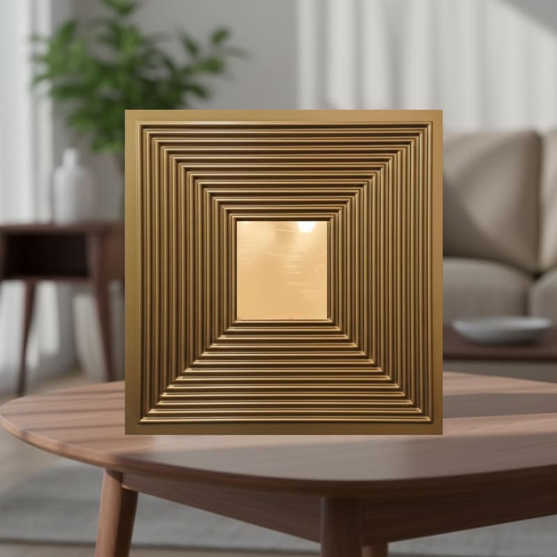 Image of Kayra Decor 3D PVC Wall Panels - Line Design, Mirror Golden Color, 19.7 inch x 19.7 inch (Pack of 40) | Covers 107.60 Sq. Ft. |