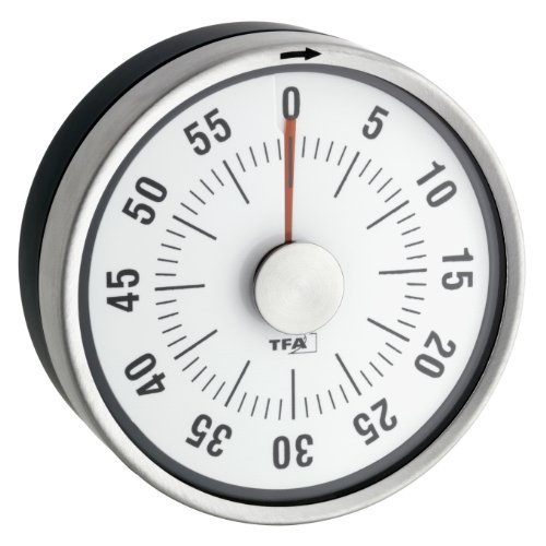 TFA Dostmann Analoger Kurzzeit Timer Puck, 38.1028.10, bis 60min, Eieruhr, Küchentimer, mechanisch, mit Restzeitanzeige, zum Aufziehen… – Ansicht 2