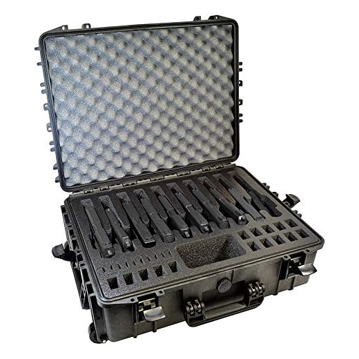10 Pistol 20 Magazine Doro Wheeled Gun Case with Custom MyCaseBuilder Foam Insert | Waterproof, Heavy Duty | Tactical Firearms and Ammunition Holder | Hard Gun and Magazine Case| 23.8 x 18.6 x 8.9 Inches