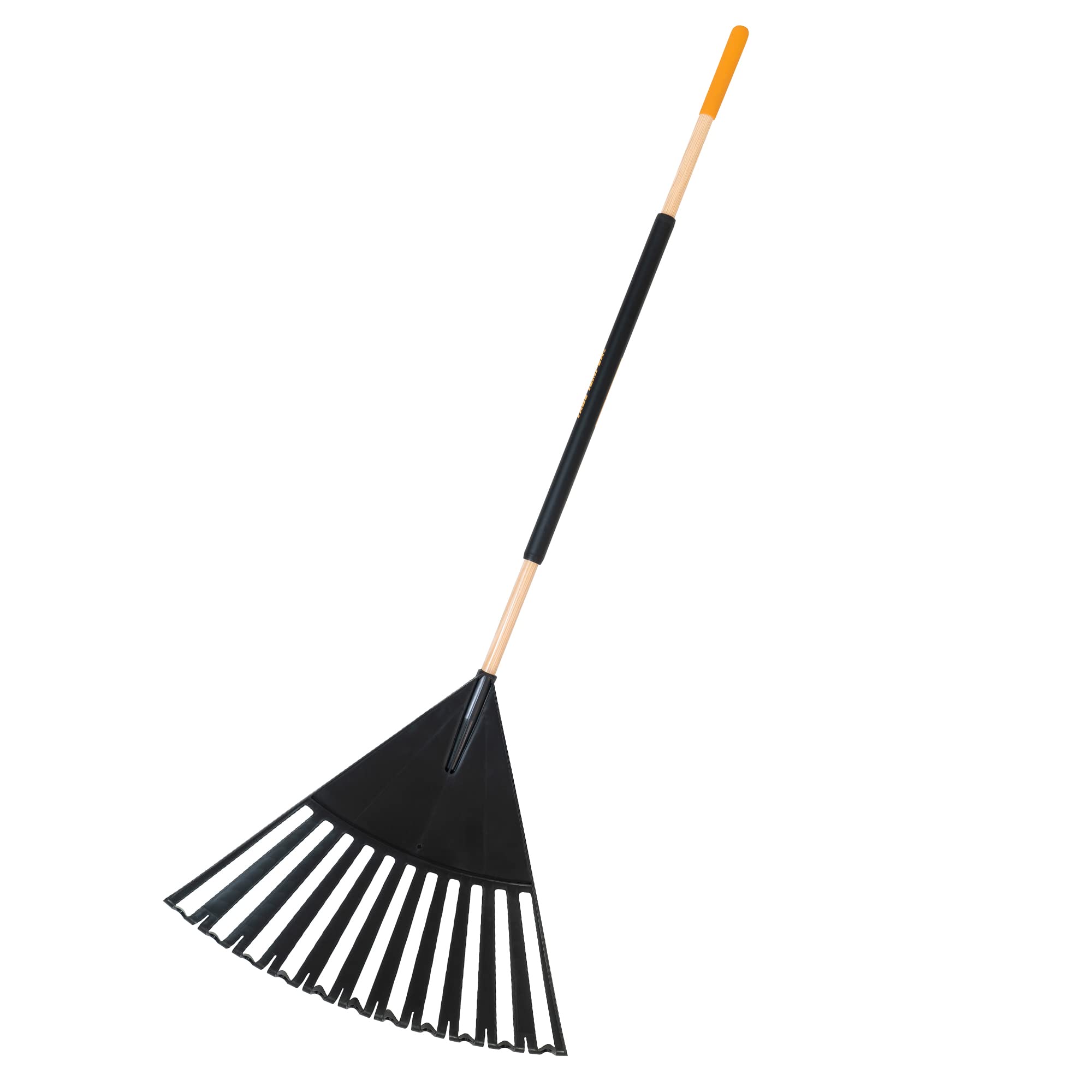 True Temper 20212010 Clog Free Leaf Rake with Hardwood/Steel Handle, 24 in. for Leaves, Grass, Clippings, Twigs, Pine Needles, Acorns, Debris, Black