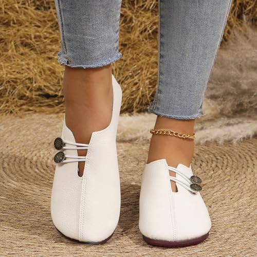XUANXUANQZ Neue Flache Damenschuhe Aus Weichem Leder, Orthopädische Halbschuhe Aus Atmungsaktivem Leder, Bequeme, Weiche Flache Sandalen, Slipper (Schwarz,39)
