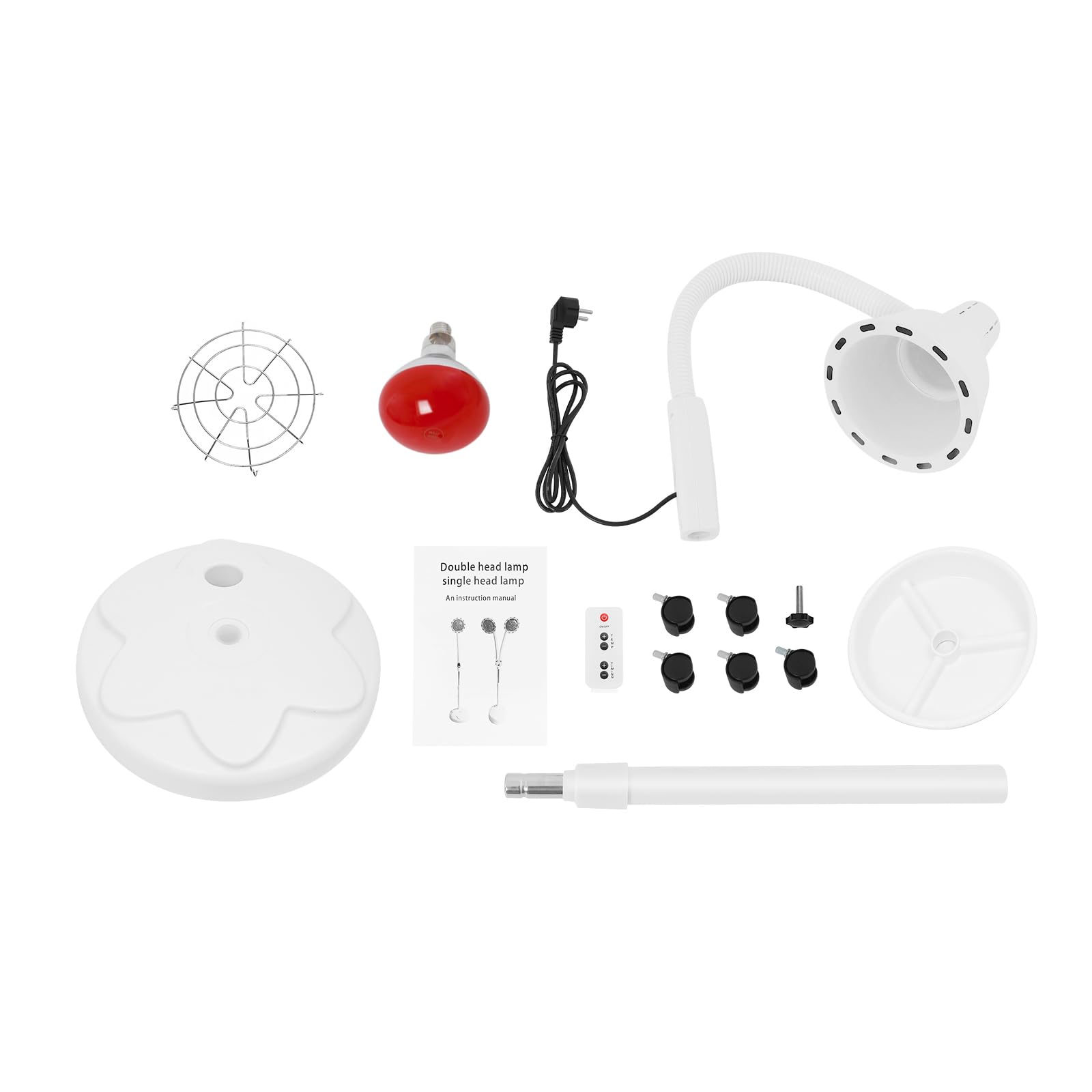 Lampe Infrarouge 275W, Lampe Chauffante Infrarouge, Lampe avec Télécommande, Hauteur Réglable 49-63'' et Rotation 360°, Écran LED, Roulettes Silencieuses Pour Salon de Beauté, Spa, Domicile