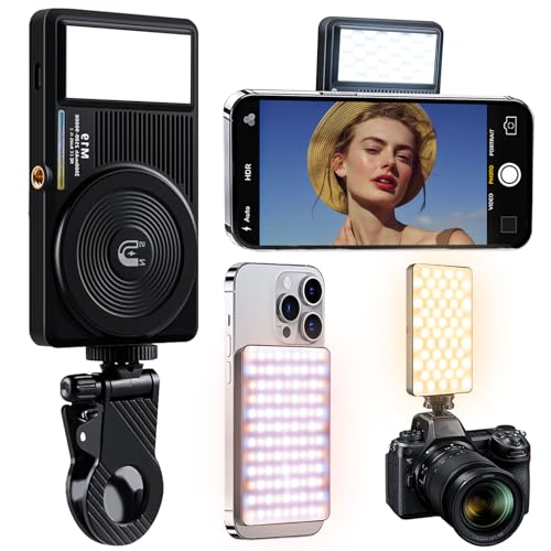 Hefrseyo 129 LED Double Side Magnetic Selfie Light for iPhone, 3000 mAh Rechargeable Phone Fill Light Clip, Adjusted 3 Light Modes for Phone iPhone Android iPad Laptop for Makeup TikTok Selfie Vlog