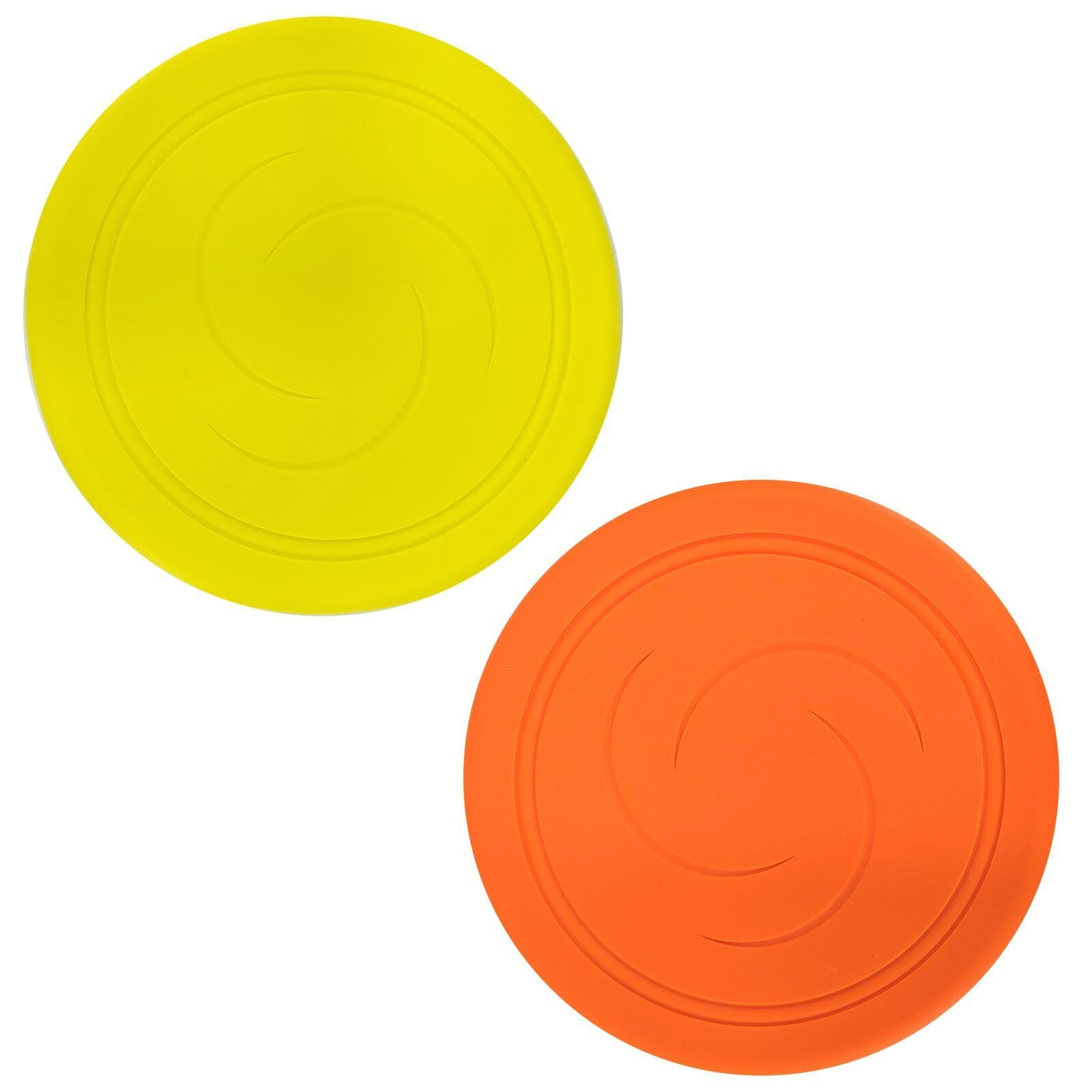 EQLEF Disques Volants Disque Volant Non Glissant Soft Silicone Toy Parents Kid Time Outdoor Sport 2 Pcs (Jaune et Orange)
