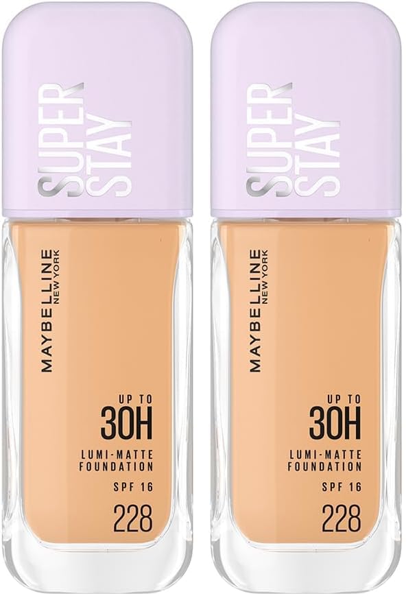 Image of Maybelline New York Super Stay Lumi Matte Liquid Foundation, 228 (Pack of 2)