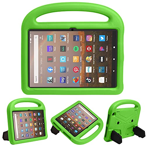 Kids Case for All-New Fire HD 8 & 8 Plus 2020, EAGWELL 8Inch Lightweight Shockproof Handle with Stand Kid-Proof Case for Amazon Fire HD 8/8 Plus 2020 Tablets (Green)