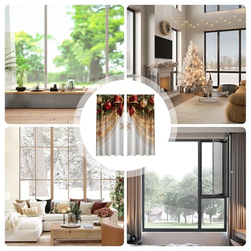 Cortinas de Navidad para dormitorio con copos de nieve para crear un fondo de fiesta único 5