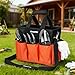 GRENPRO Garden Tool Bag Organizer, Heavy Duty Gardening Tote Toolbox with 10 Pockets, Adjustable Shoulder Strap, Standable & Foldable for Tool Storage, Home Garden Kit, Orange (Tools Not Included)