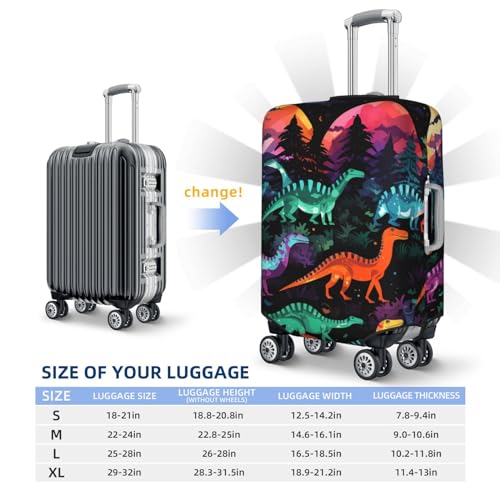 Travel Luggage Protector Cover Colorful Dinosaurs Suitcase Covers for Luggage Fashion Washable Elastic Luggages Cover Protector Scratch Resistant Travel Essentials Suitcase Cover Fits 18-32 Inch2