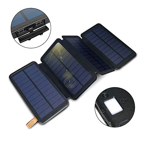 Solar Charger 12000mAh,Solar Power Bank Portable Waterproof Foldable Camping Travel Charger with 4